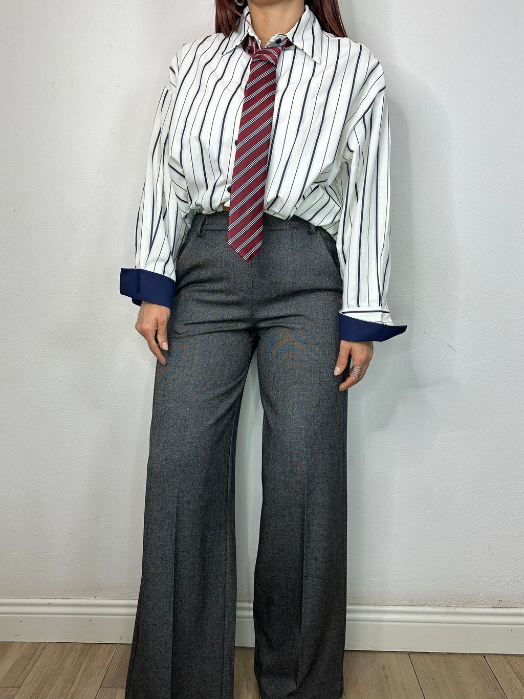 PANTALONE A PALAZZO SALE E PEPE GRIGIO