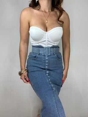 LONGUETTE JEANS CON CINTURA