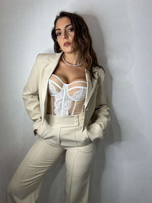 PANTALONE PALAZZO CREMA