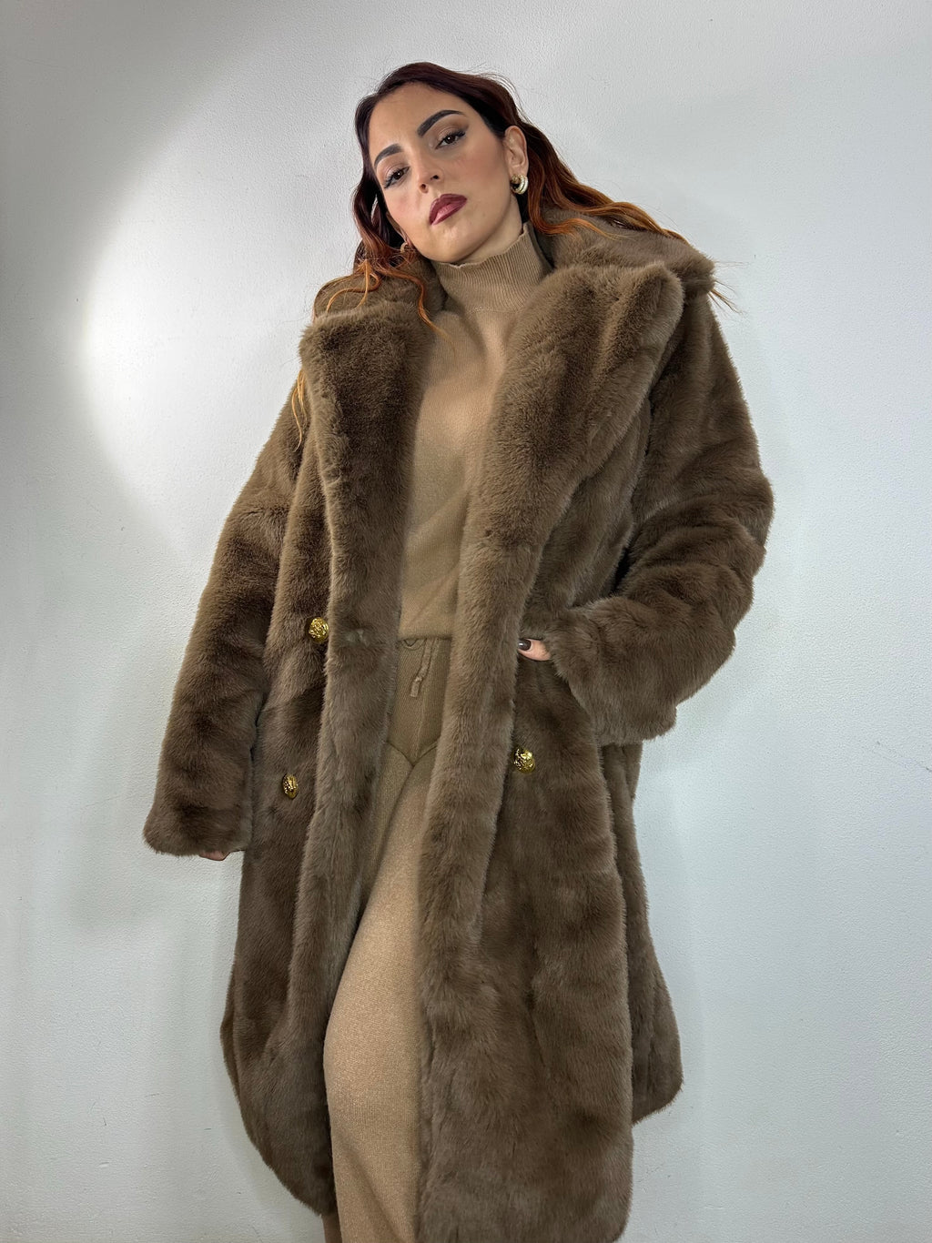 CAPPOTTO DI PELLICCIA MARRONE