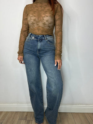 JEANS BOTTONE LATERALE