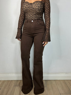JEANS MARRONE A ZAMPA