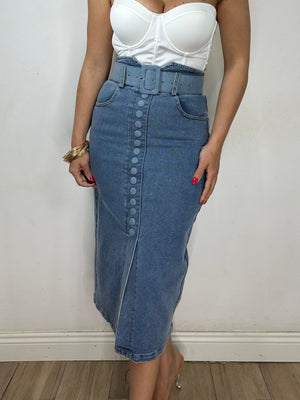 LONGUETTE JEANS CON CINTURA