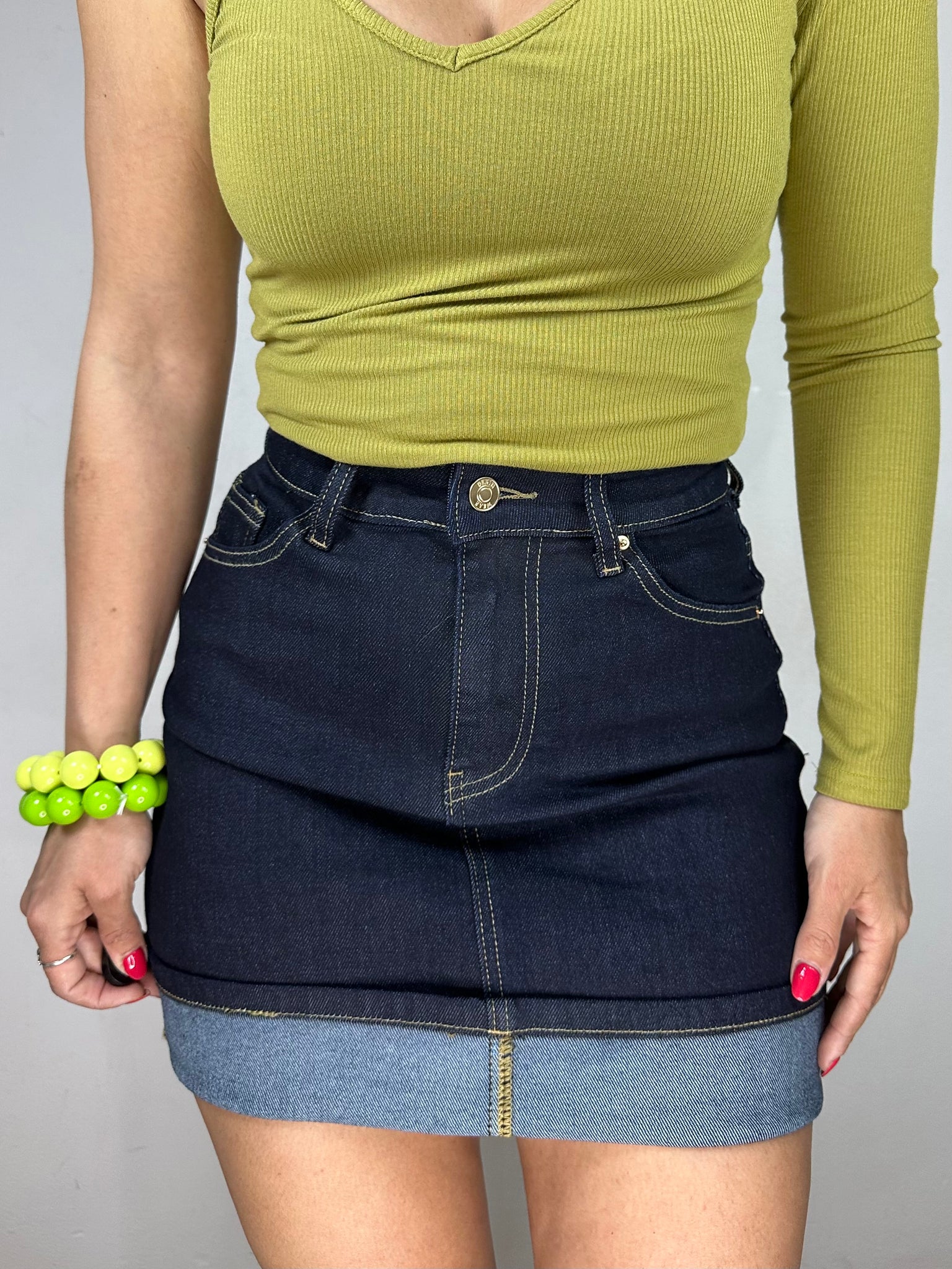 MINI CON PIEGA IN JEANS