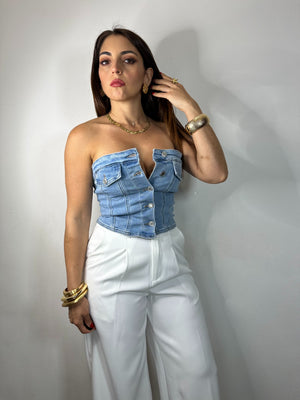 PANTALONE BIANCO CON RISVOLTO