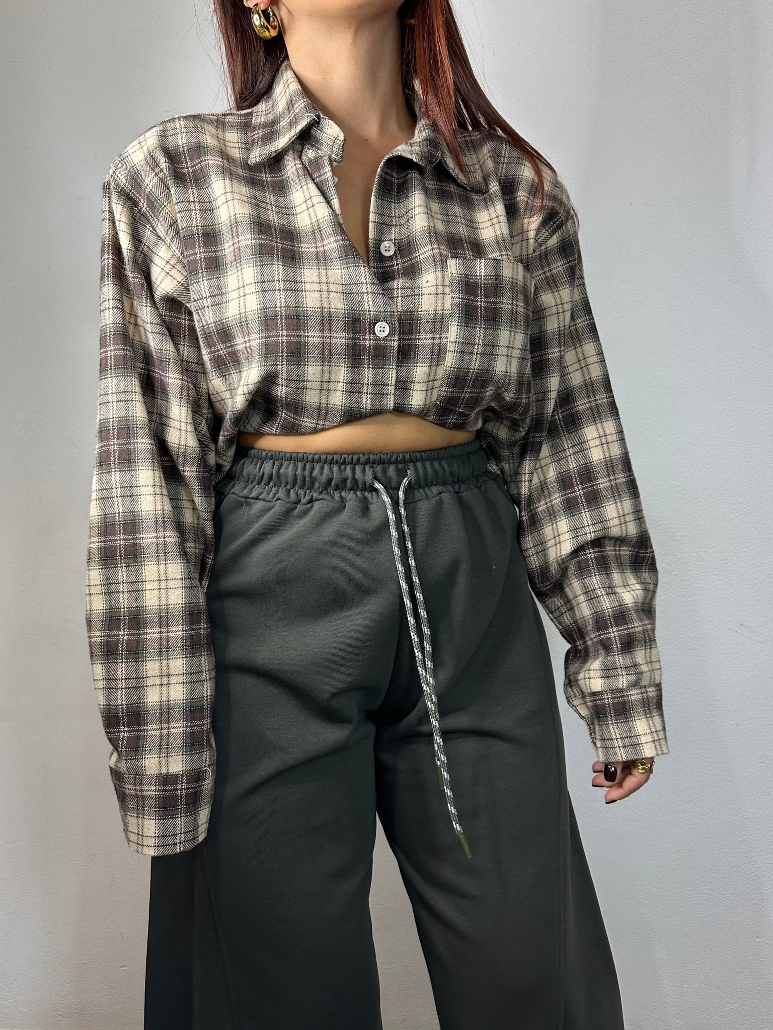 CAMICIA A QUADRI CROP IN PILE