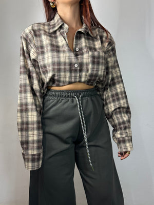 CAMICIA A QUADRI CROP IN PILE
