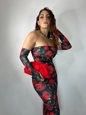 ABITO CENTO ROSE NERO