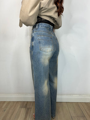 JEANS PALAZZO SABBIATO CHIARO