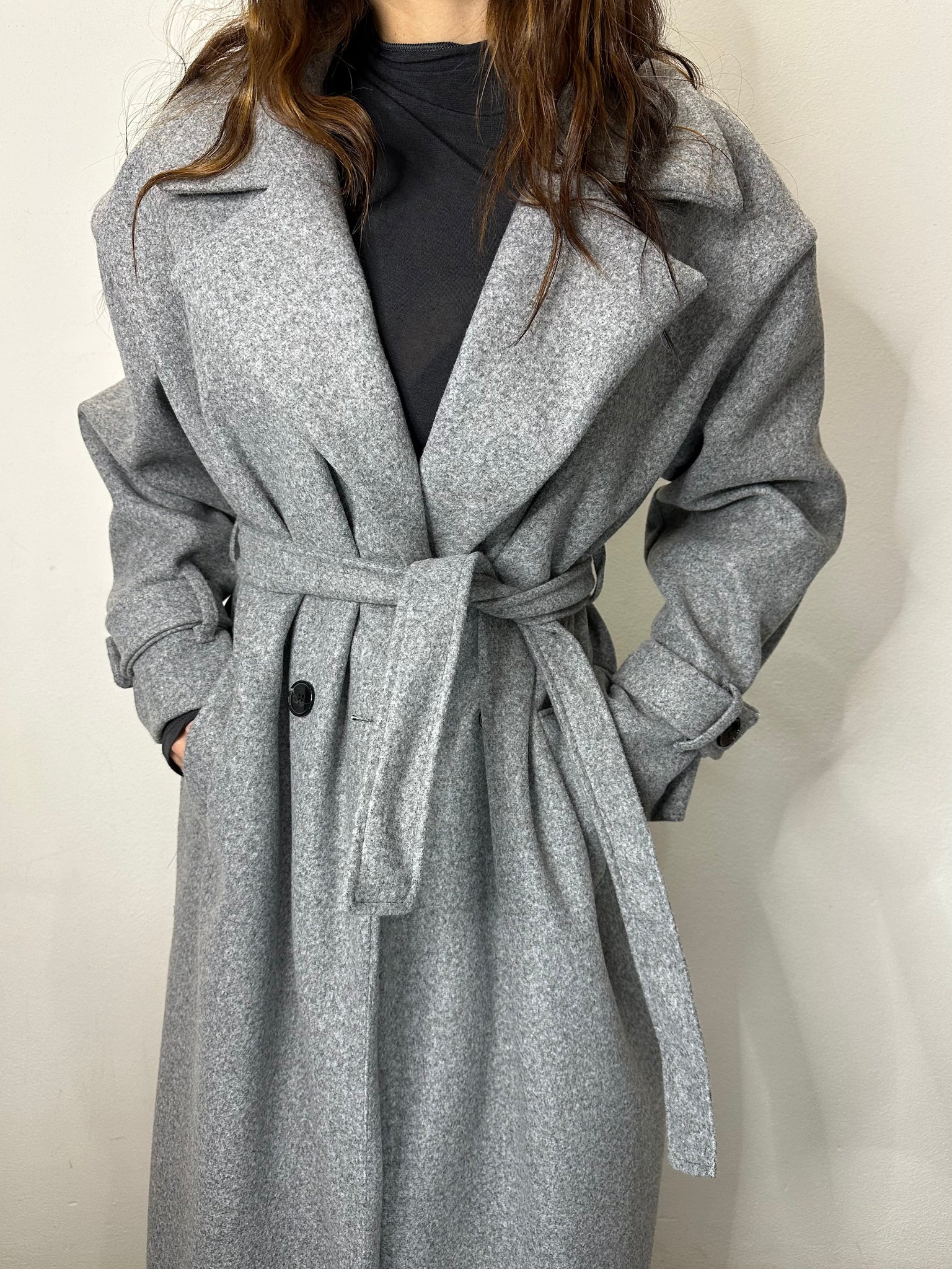CAPPOTTO A VESTAGLIETTA GRIGIO MELANGE