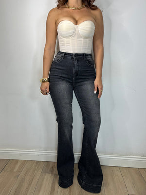 JEANS NERO ZAMPA
