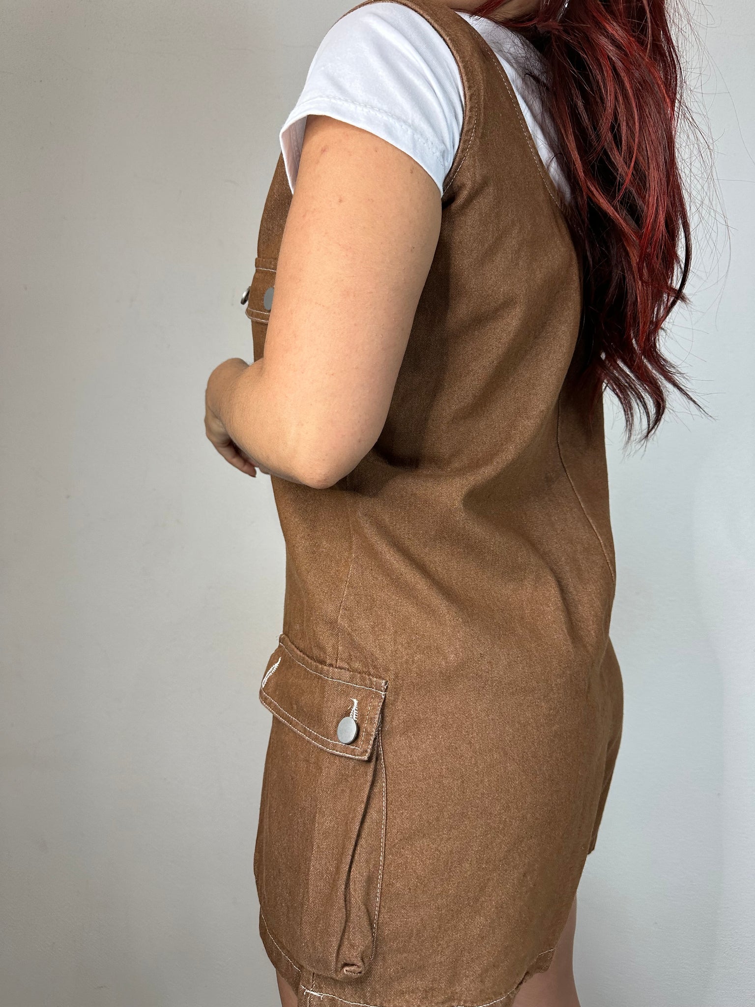 SALOPETTE IN JEANS MARRONE