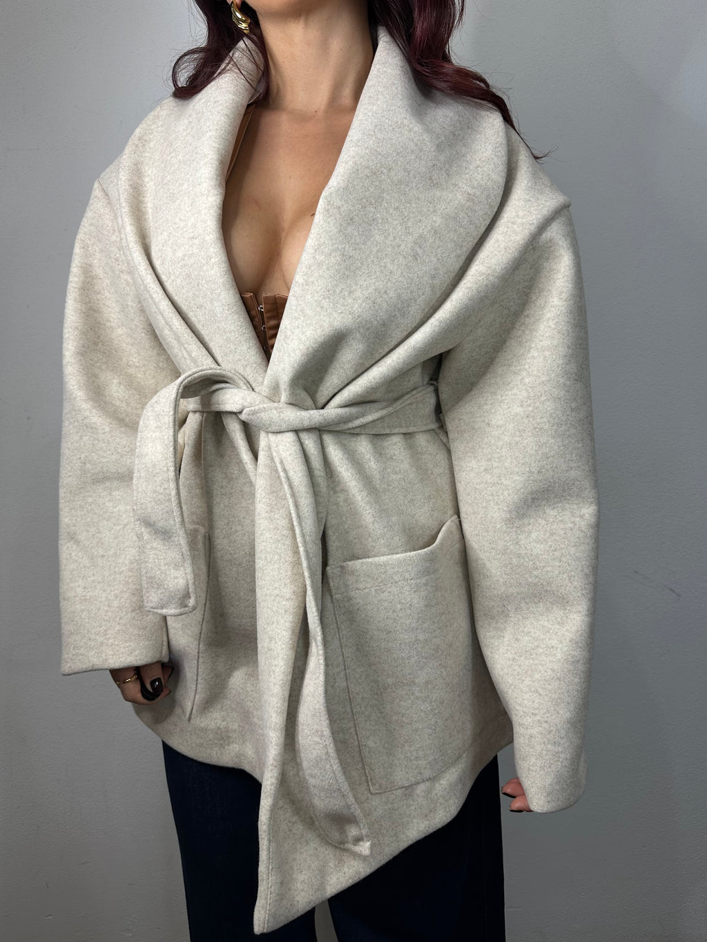 CAPPOTTO BEIGE A VESTAGLIA