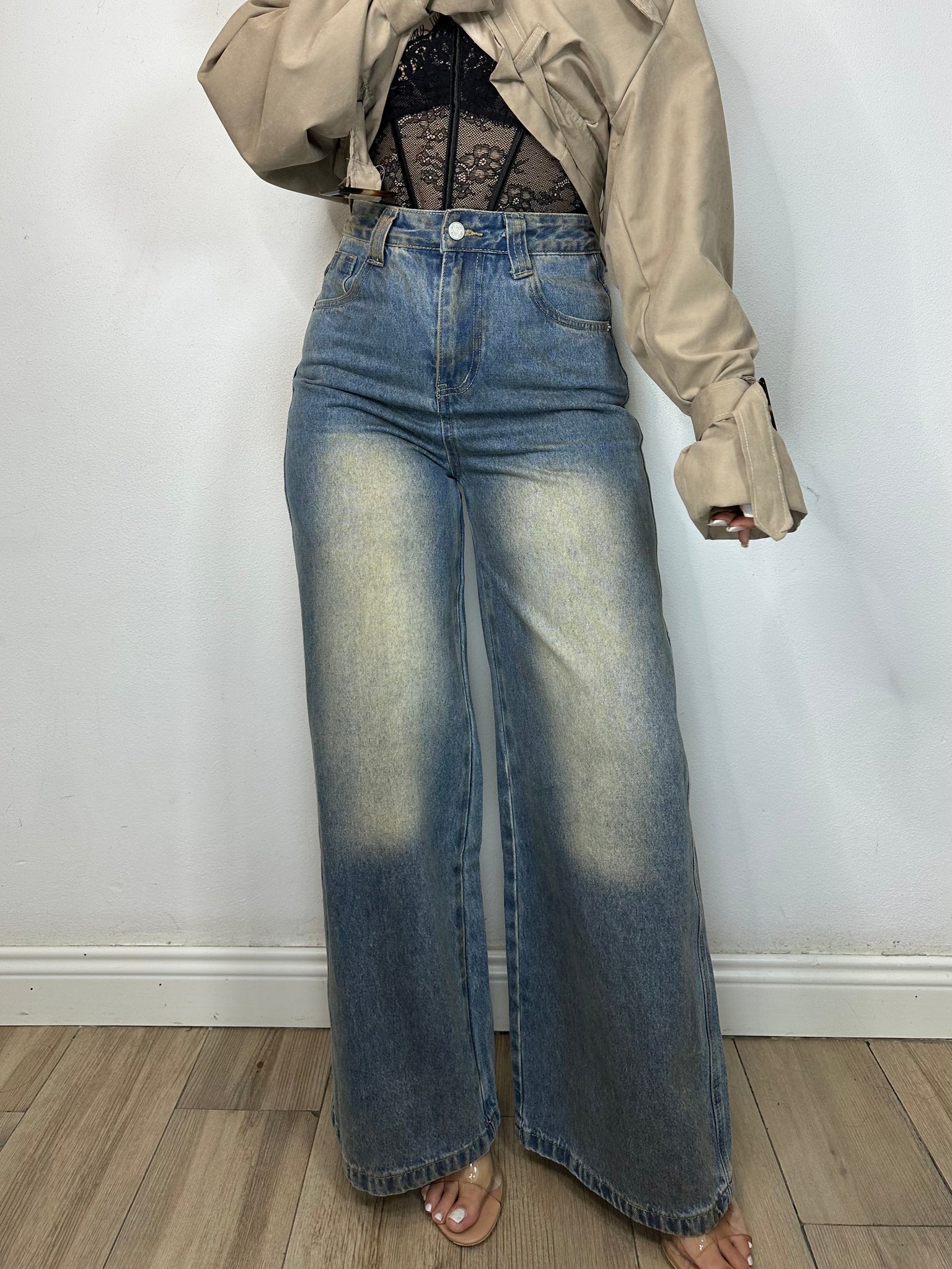 JEANS PALAZZO SABBIATO CHIARO