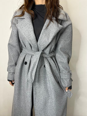 CAPPOTTO A VESTAGLIETTA GRIGIO MELANGE
