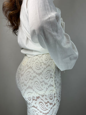 PANTALONE IN PIZZO BIANCO