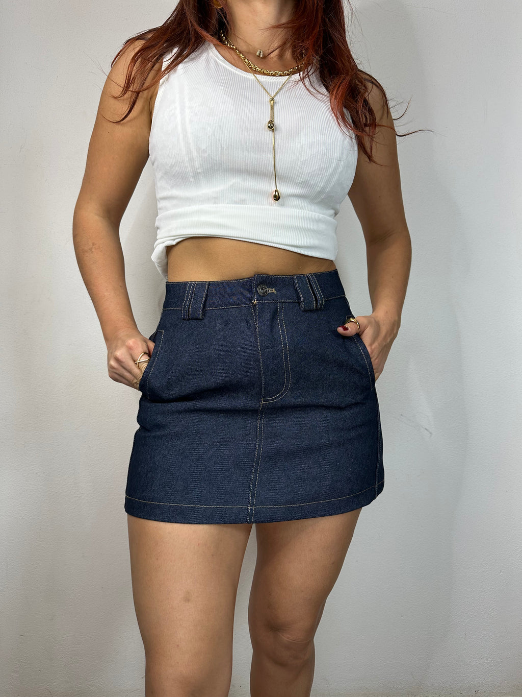 MINIGONNA IN JEANS SCURO