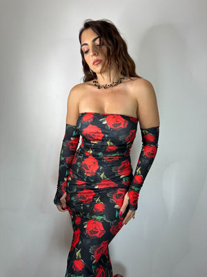 ABITO CENTO ROSE NERO