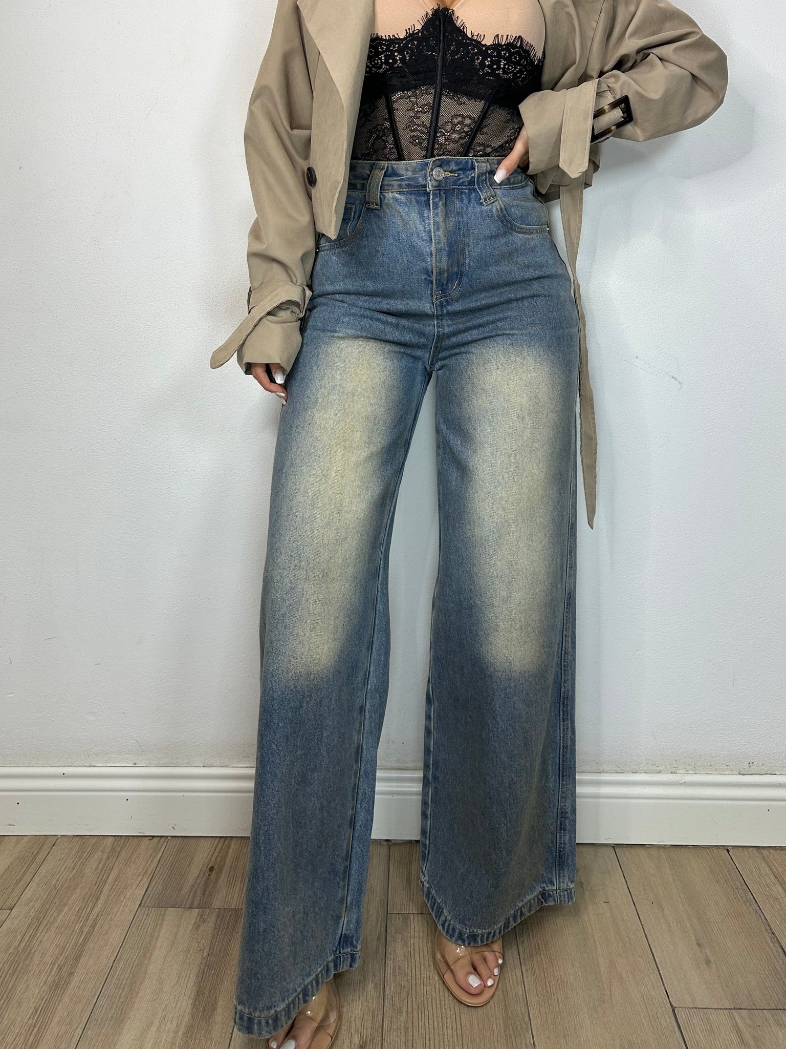 JEANS PALAZZO SABBIATO CHIARO
