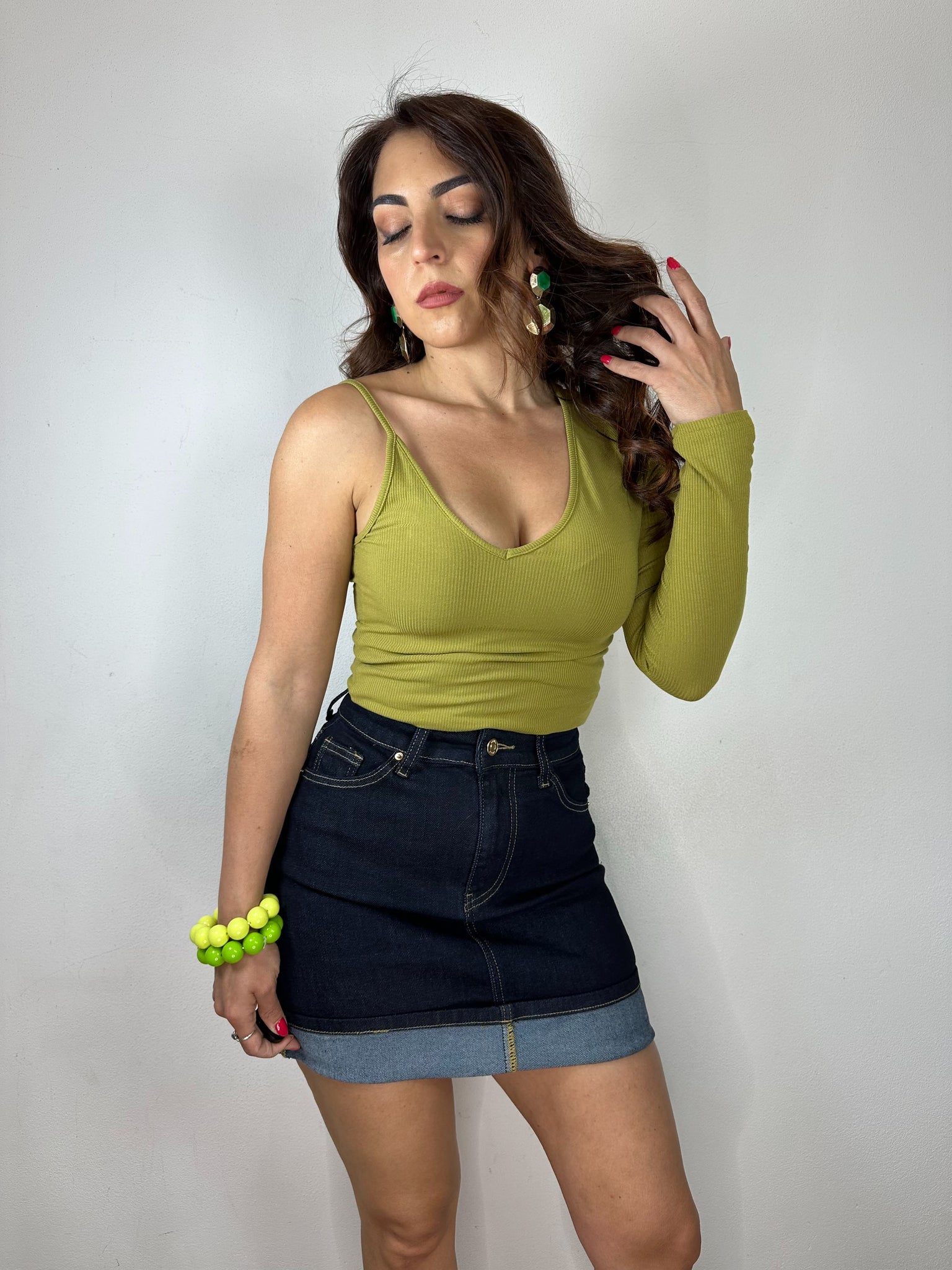 MINI CON PIEGA IN JEANS