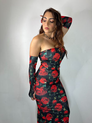 ABITO CENTO ROSE NERO