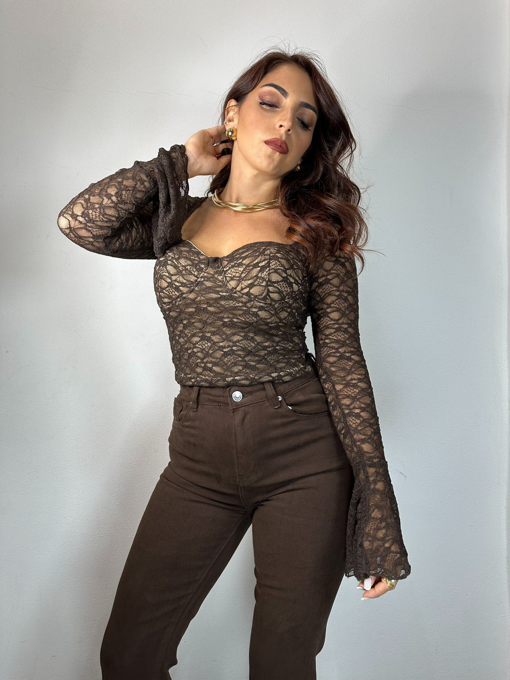 JEANS MARRONE A ZAMPA
