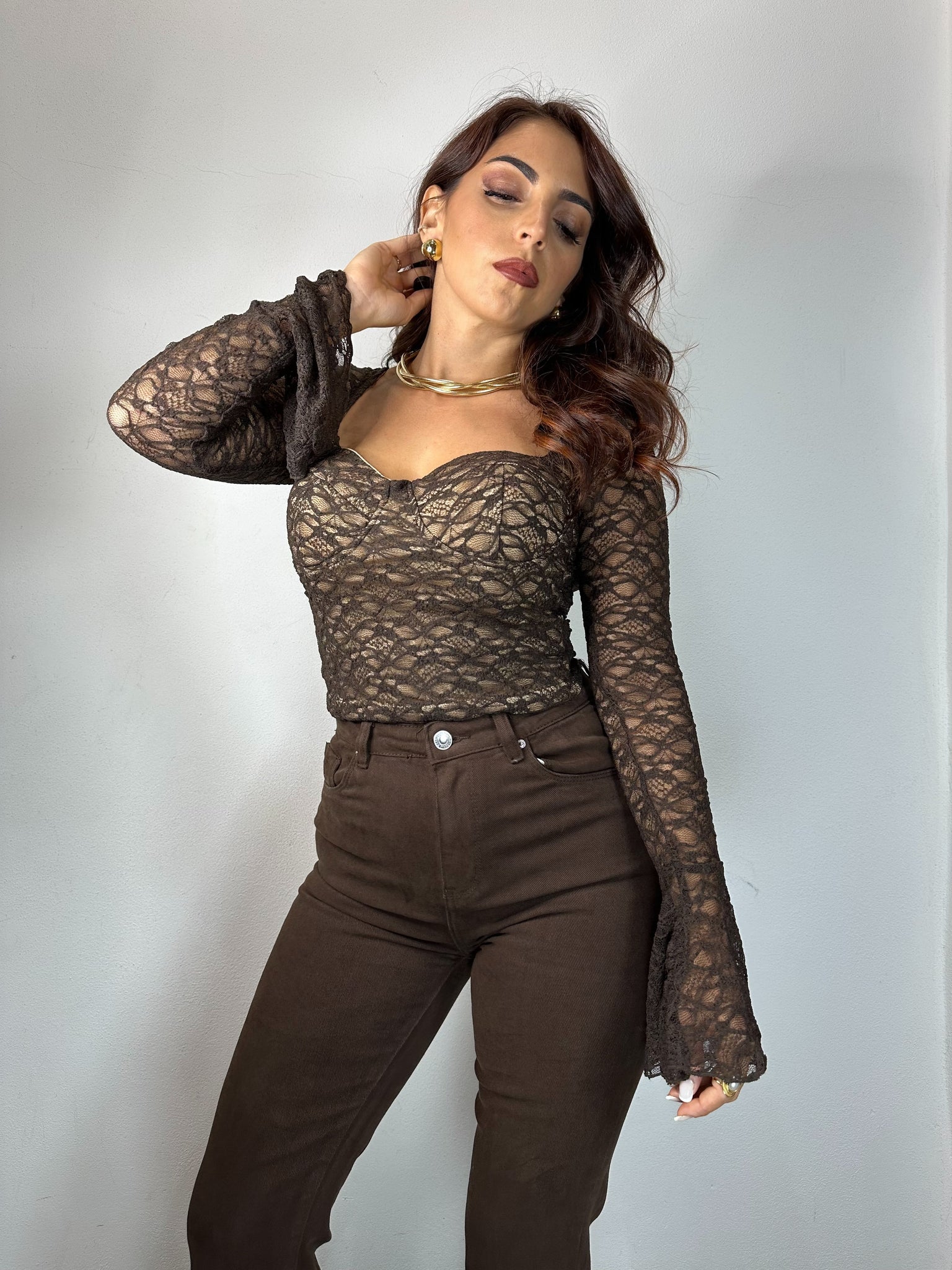 JEANS MARRONE A ZAMPA