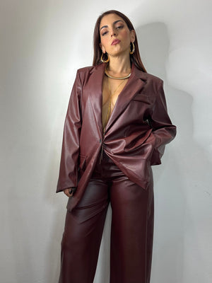 PANTALONE ECOPELLE BORDEAUX