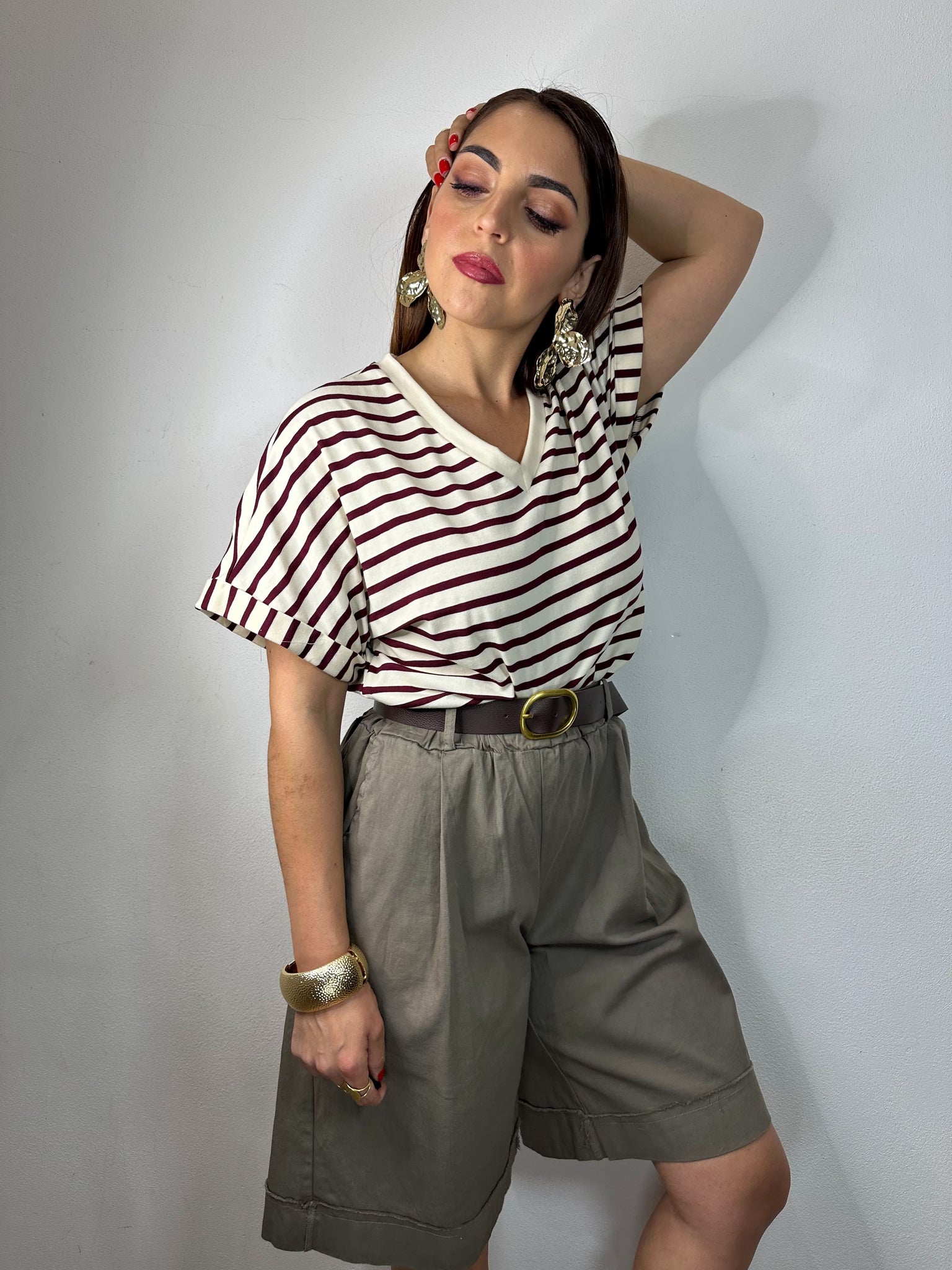 SHIRT A RIGHE WINE