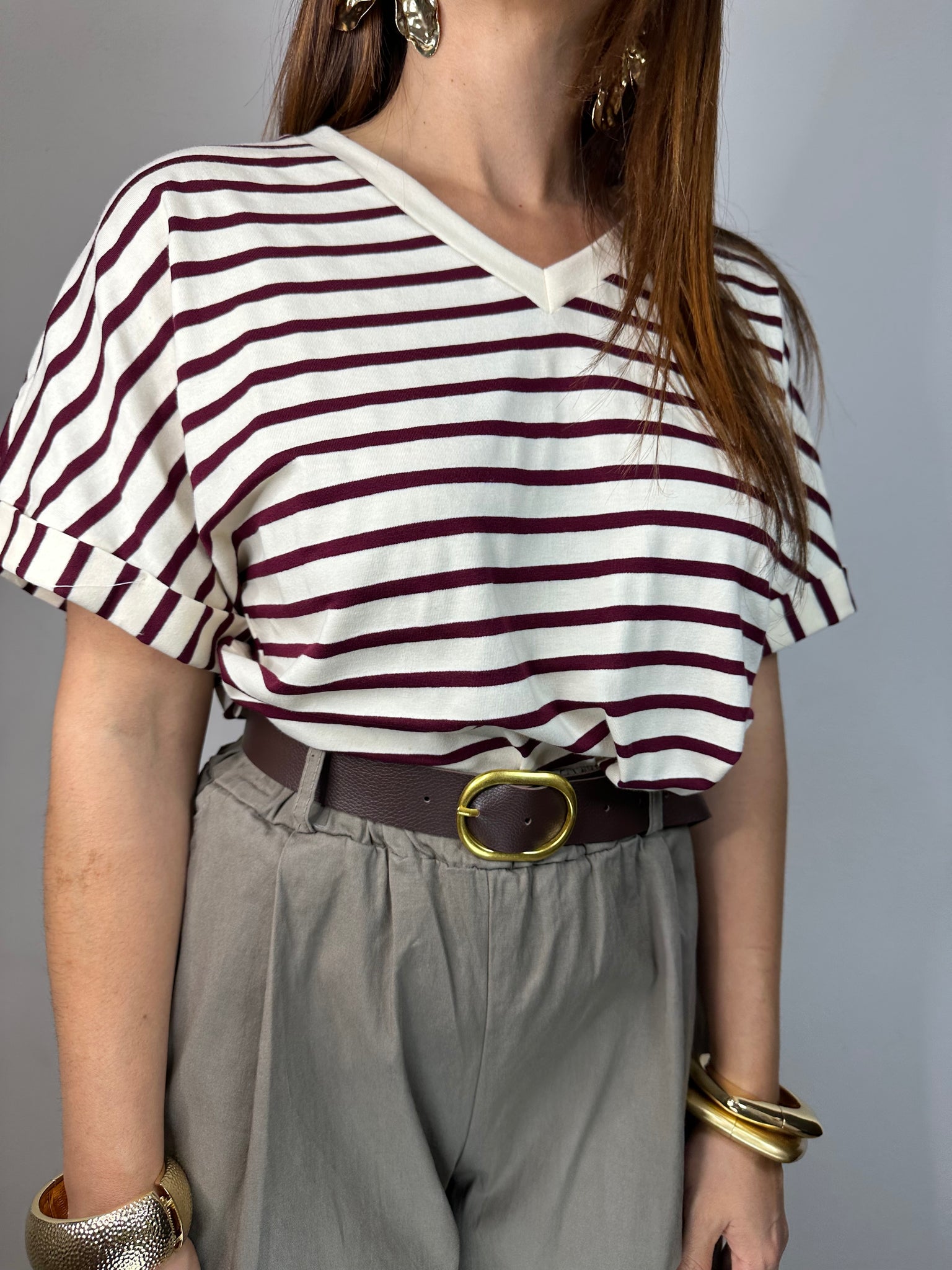 SHIRT A RIGHE WINE
