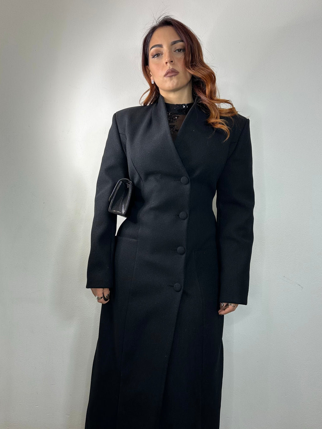 CAPPOTTO AVVITATO COLLO ALLA COREANA NERO