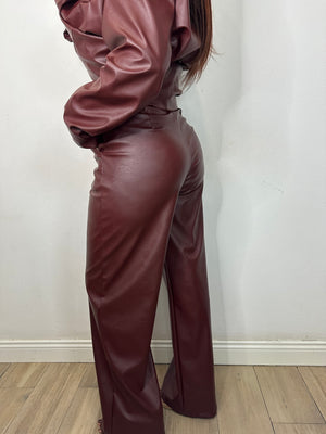 PANTALONE ECOPELLE BORDEAUX