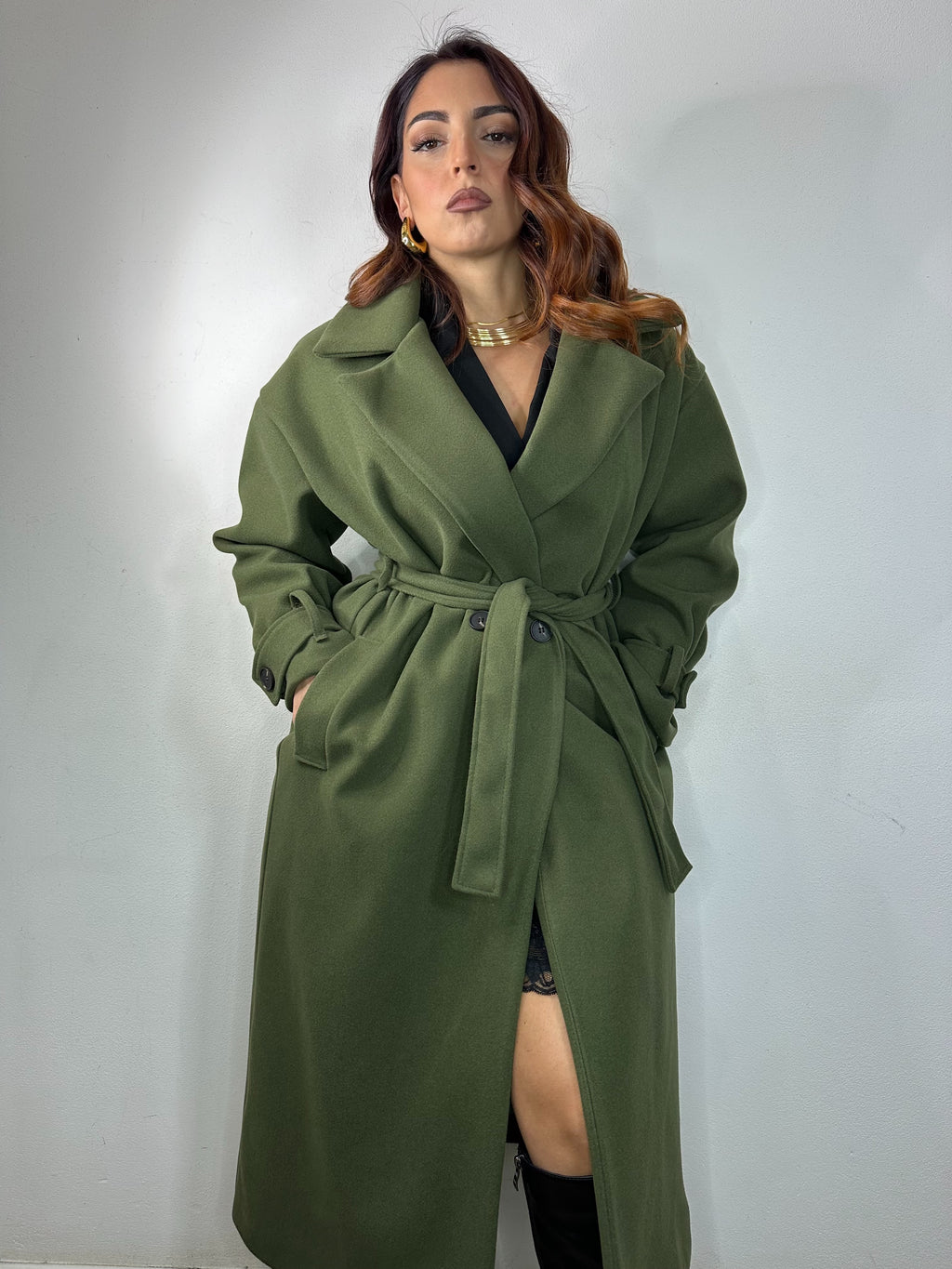 CAPPOTTO A VESTAGLIETTA VERDE MILITARE