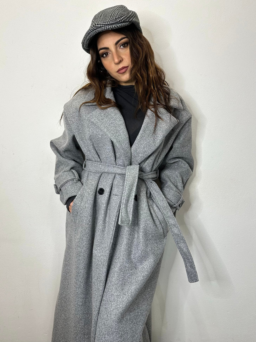 CAPPOTTO A VESTAGLIETTA GRIGIO MELANGE