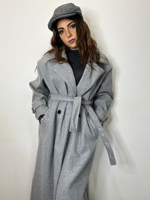 CAPPOTTO A VESTAGLIETTA GRIGIO MELANGE