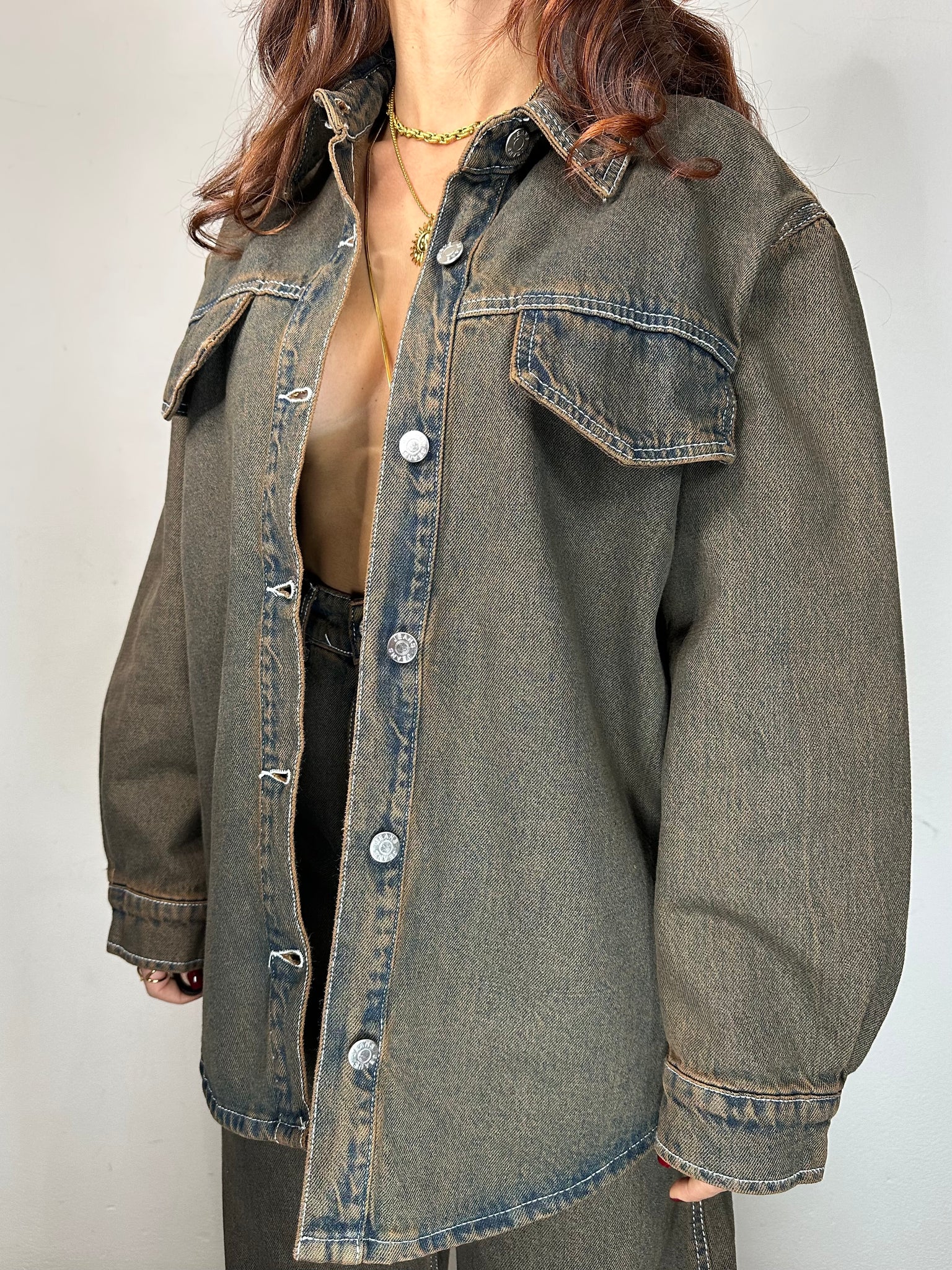 GIUBBINO JEANS FANGO