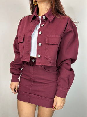COORDINATO IN JEANS BORDEAUX