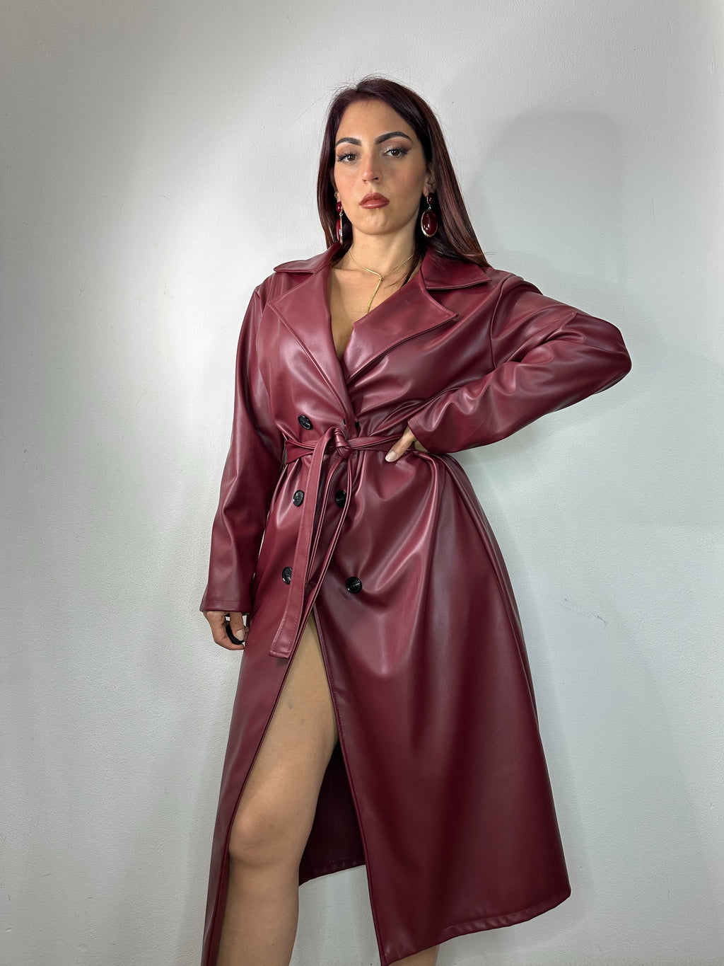 TRENCH SIMILIPELLE BORDEAUX