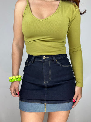 MINI CON PIEGA IN JEANS