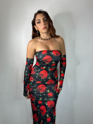 ABITO CENTO ROSE NERO