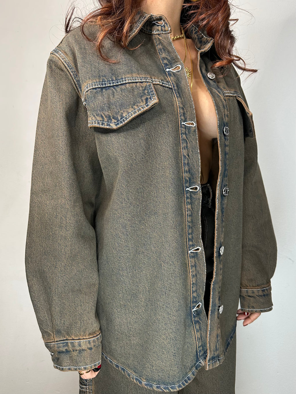 GIUBBINO JEANS FANGO