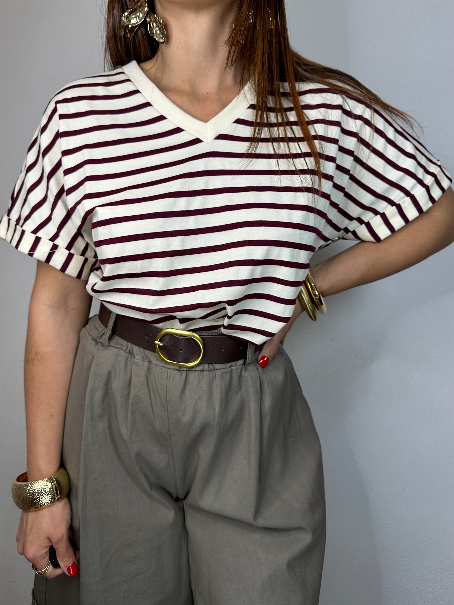 SHIRT A RIGHE WINE