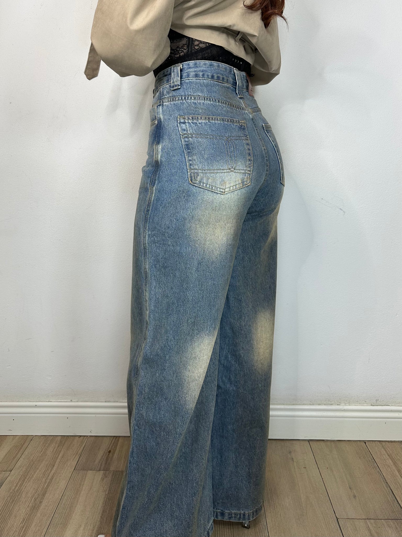 JEANS PALAZZO SABBIATO CHIARO