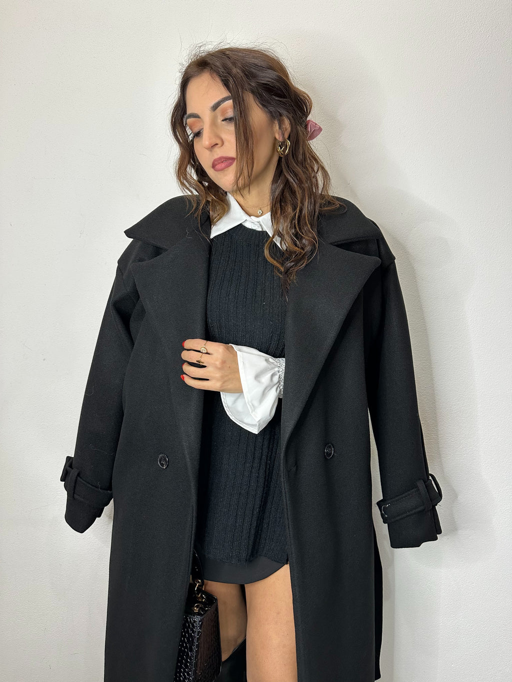 CAPPOTTO A VESTAGLIETTA NERO