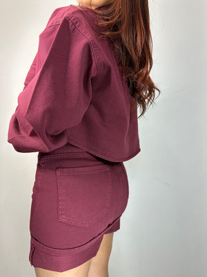 COORDINATO IN JEANS BORDEAUX