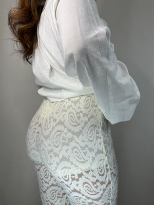 PANTALONE IN PIZZO BIANCO