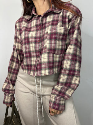 CAMICIA A QUADRI CROP IN PILE