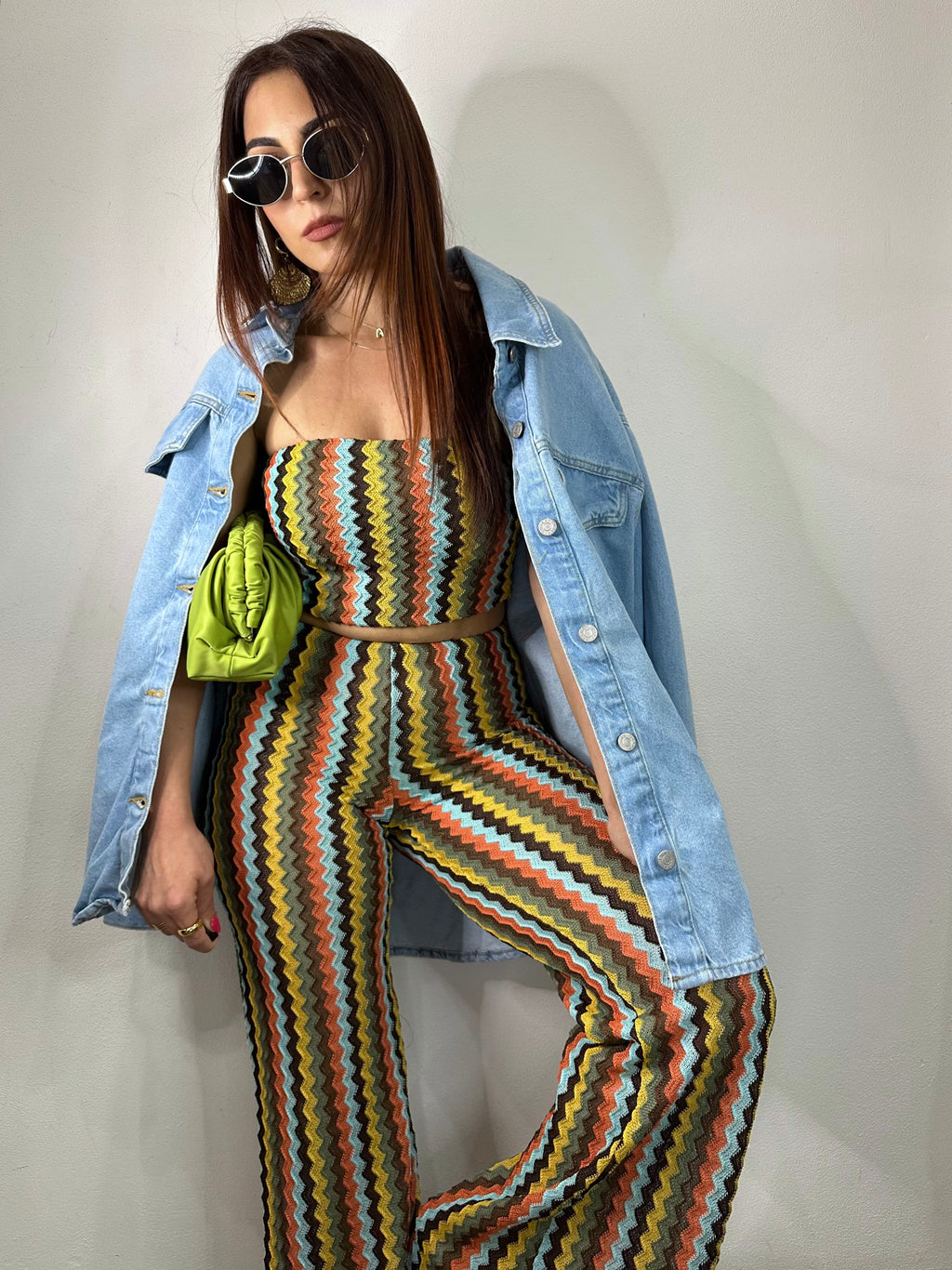 GIUBBINO JEANS MANICHE A PALLONCINO