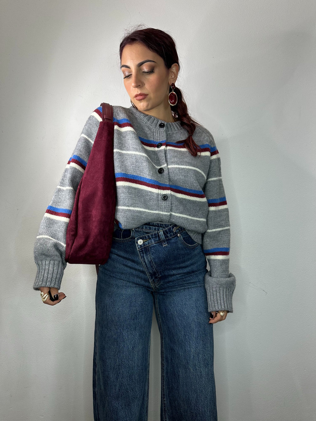 JEANS BOTTONE LATERALE SCURO