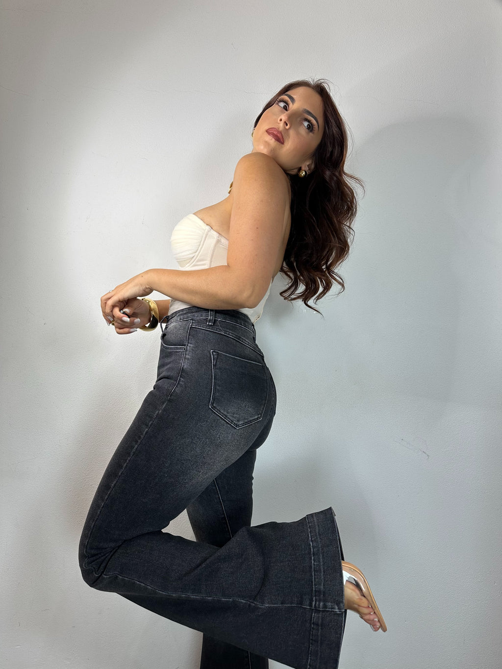 JEANS NERO ZAMPA